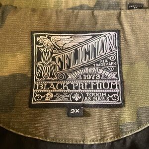 Camo affliction jacket.